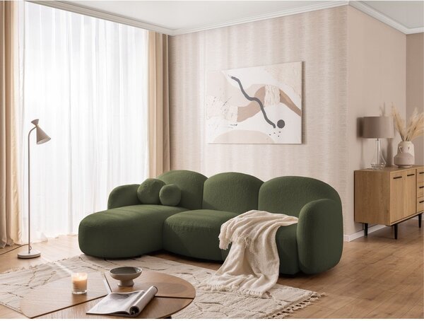 Зелен ъглов диван от букле (ляв ъгъл) Orbit – Ropez