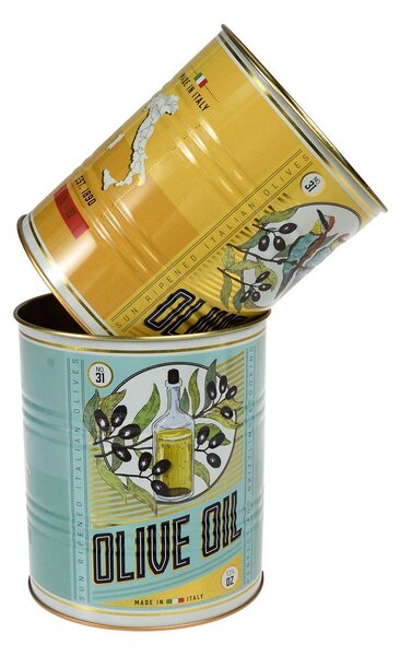 Декоративни кутии за съхранение в комплект от 2 бр. от калай ø 11x13 cm Olive Oil – Rex London