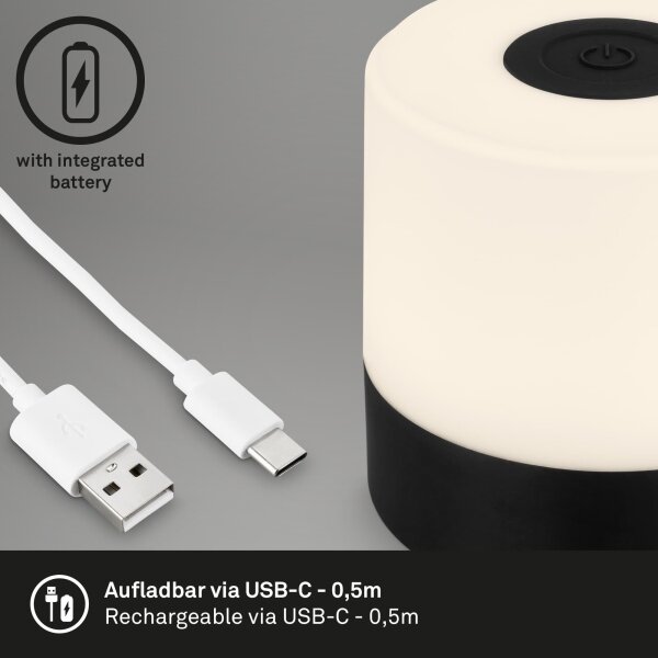 Briloner - LED димируема презареждаема сензорна външна настолна лампа LED/2W/5V 2700K IP44 черна