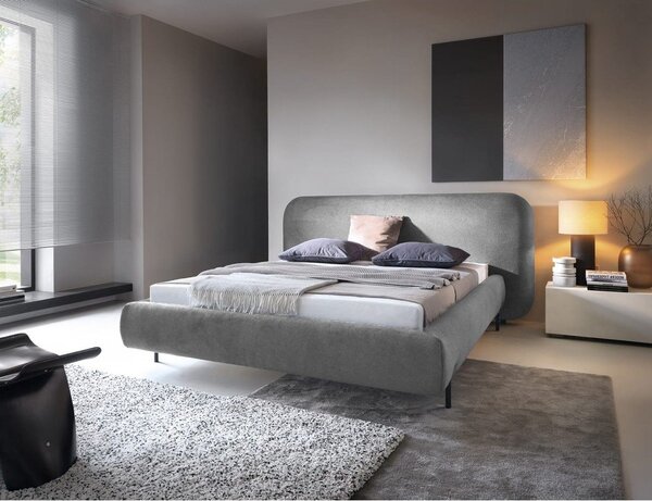 Сиво двойно тапицирано легло с място за съхранение и включена подматрачна рамка 160x200 cm Pointt – ELTAP