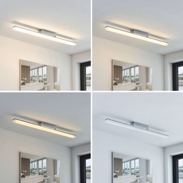 Lindby LED осветление за баня Levke, 75 cm, с възможност димиране, IP44, Затъмняване, Металик, Баня, Пластмаса, Модерен