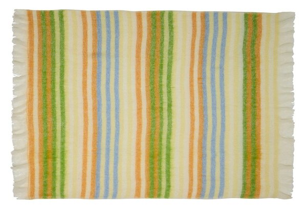 Жълто/зелено одеяло със смес от вълна 140x200 cm Loom – Hübsch