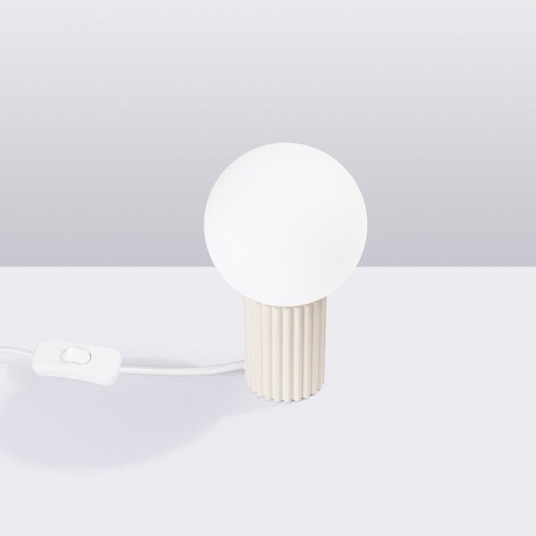 Кремава настолна лампа със стъклен абажур (височина 19 cm) Orbital – Sollux