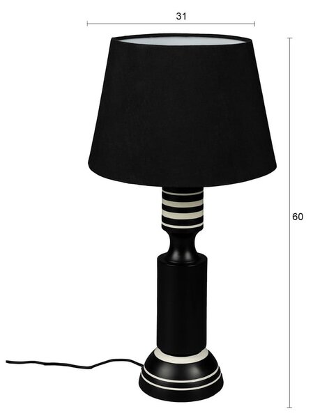 Черна настолна лампа с текстилен абажур (височина 60 cm) Virgil – Dutchbone
