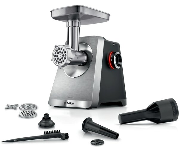 Месомелачка Bosch MFWS820M, 4.5 кг/мин капацитет, 2-степенно превключване, функция обратен ход, 2500W, черна