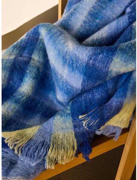 Синьо одеяло със смес от вълна 140x200 cm Loom – Hübsch