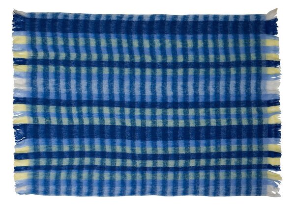 Синьо одеяло със смес от вълна 140x200 cm Loom – Hübsch