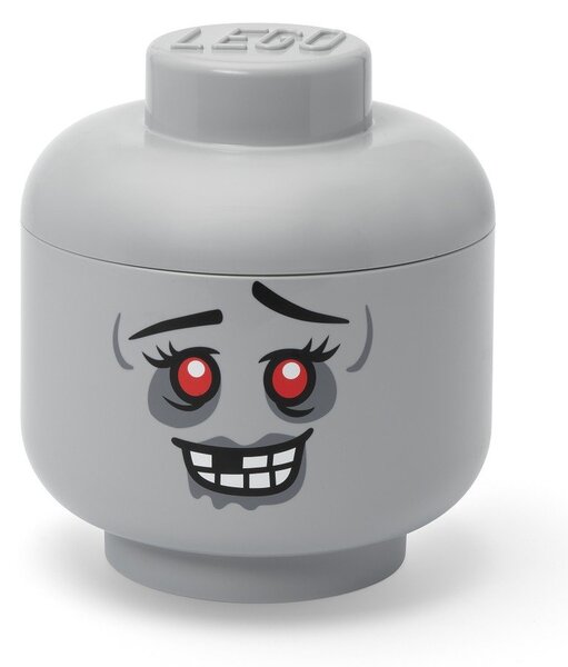 Сива пластмасова детска кутия за съхранение ø 24x27 cm Head Zombie L – LEGO®