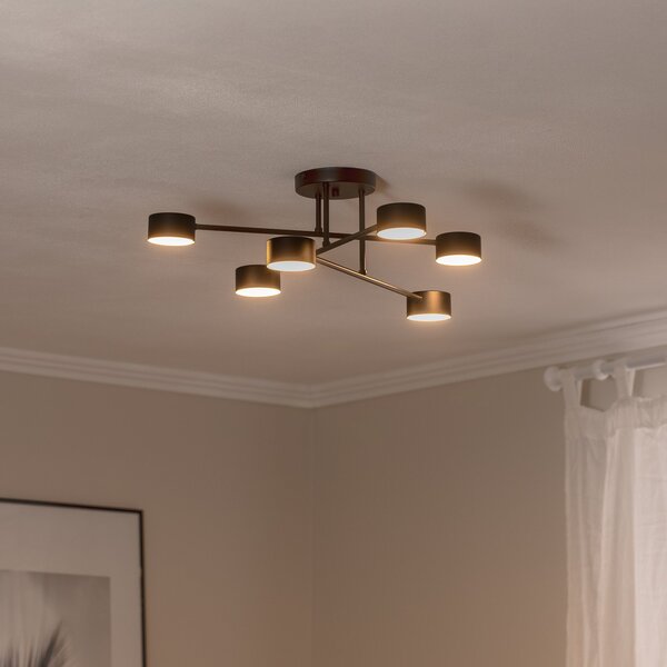 EMIBIG LIGHTING Таванна лампа Modus 6, стомана, шестпламенна, GX53, черна, Затъмняване, Черен, Дневна/трапезария, Метал, Модерен