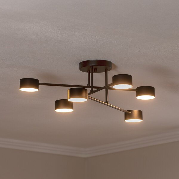 EMIBIG LIGHTING Таванна лампа Modus 6, стомана, шестпламенна, GX53, черна, Затъмняване, Черен, Дневна/трапезария, Метал, Модерен
