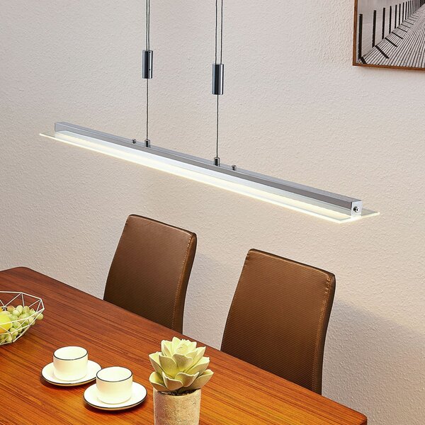 Lindby LED висящо осветление Sladja, хром, стъкло, сензорен димер, Затъмняване, Металик, Дневна/трапезария, Стъкло, Модерен