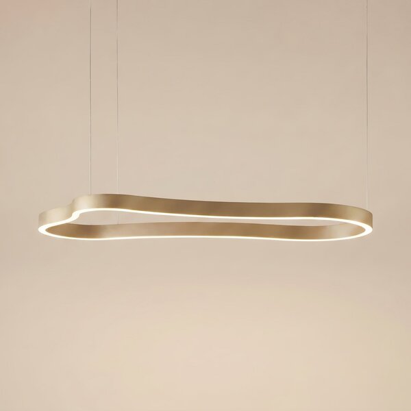 Lucande LED висяща лампа „Vikali“ на Lucande, златиста, CCT, с възможност за регулиране, Затъмняване, Злато / месинг, Дневна/трапезария, Метал, Модерен