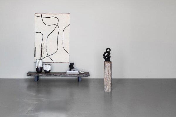 Памучен килим подходящ за пране в цвят слонова кост 100x140 cm Shadow – Mette Ditmer Denmark