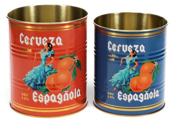 Декоративни кутии за съхранение в комплект от 2 бр. от калай ø 11x13 cm Cerveza Española – Rex London