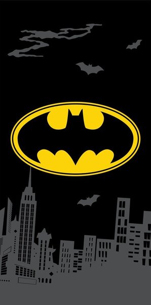 Черна памучна детска кърпа 70x140 cm Batman "The Emblem" – Jerry Fabrics