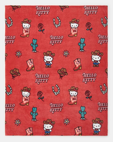 Sinsay - Одеяло с каубойски мотив Hello Kitty - червeн