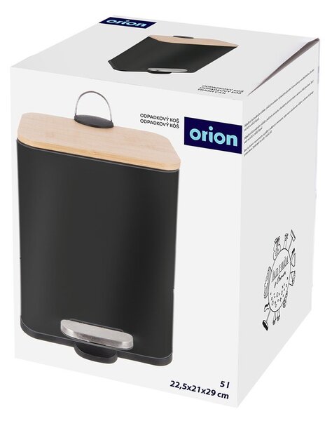 Черно кошче за боклук с педал от неръждаема стомана 5 l Black – Orion