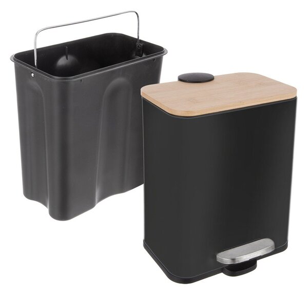 Черно кошче за боклук с педал от неръждаема стомана 5 l Black – Orion