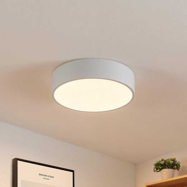 Lindby LED осветление за таван Simera, Ø 30cm, бяло, метал, Затъмняване, Бял, Дневна/трапезария, Пластмаса, Модерен