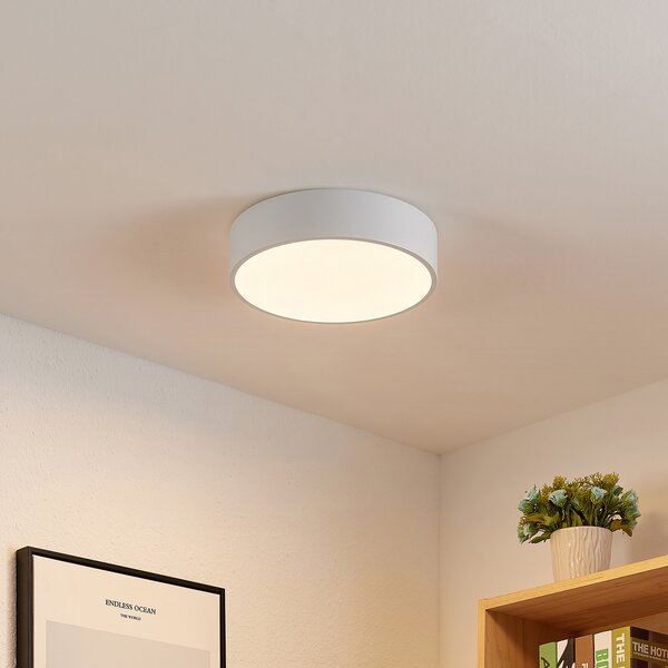 Lindby LED осветление за таван Simera, Ø 30cm, бяло, метал, Затъмняване, Бял, Дневна/трапезария, Пластмаса, Модерен