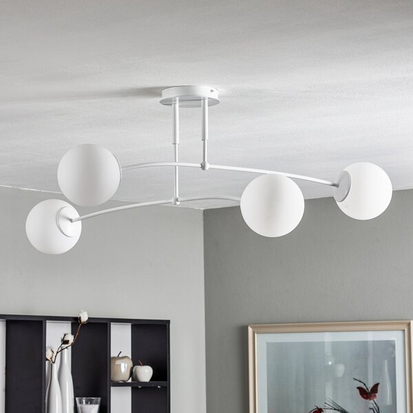 EMIBIG LIGHTING Таванна лампа Pregos 4, четирипламъчна, бяла, Затъмняване, Бял, Коридор, Метал, Модерен
