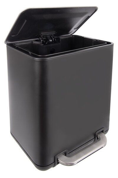 Черно кошче за боклук с педал от неръждаема стомана 6 l Black – Orion