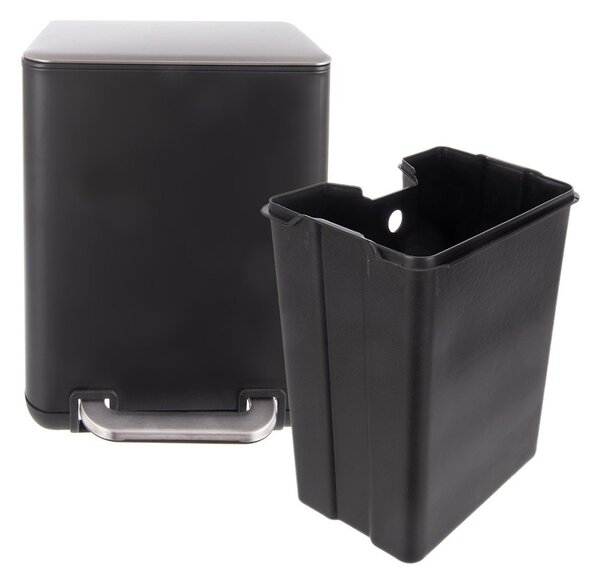 Черно кошче за боклук с педал от неръждаема стомана 6 l Black – Orion