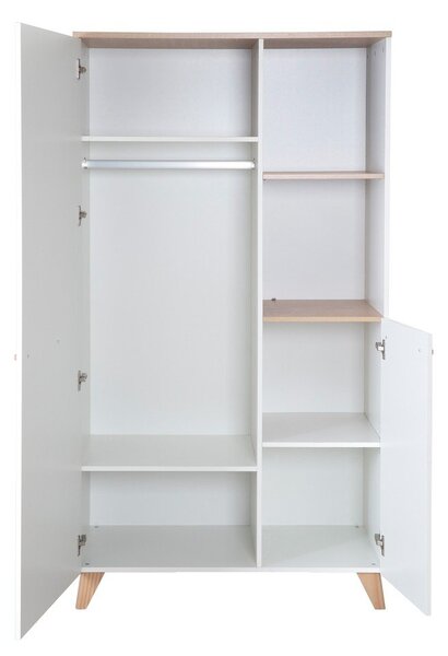 Бял детски гардероб в дъбов декор 52x180x180 cm Léon – Roba