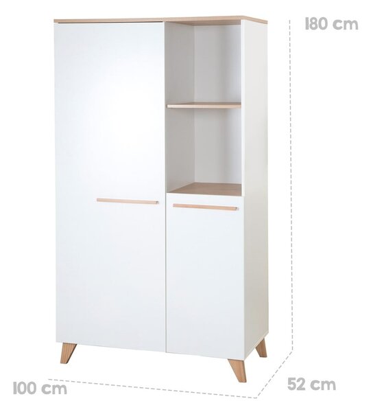 Бял детски гардероб в дъбов декор 52x180x180 cm Léon – Roba