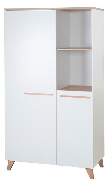 Бял детски гардероб в дъбов декор 52x180x180 cm Léon – Roba