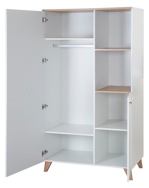 Бял детски гардероб в дъбов декор 52x180x180 cm Léon – Roba
