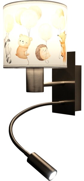 Brilagi - LED гъвкава лампа BOBO 1xE27/25W/230V + LED/3W хром/бял/с животински мотиви