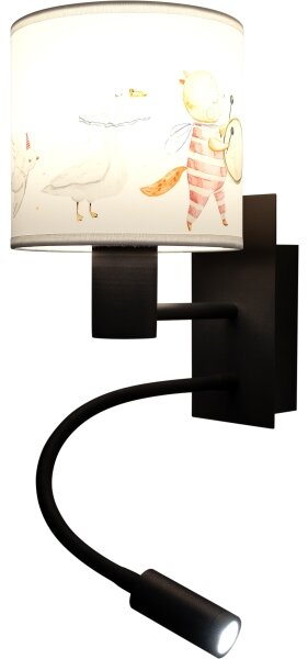 Brilagi - LED гъвкава лампа BOBO 1xE27/25W/230V + LED/3W черна/бяла/с животински мотиви