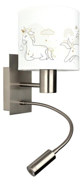 Brilagi - LED Flex. лампа BOBO 1xE27/25W/230V + LED/3W m. хром/бяла/еднорози