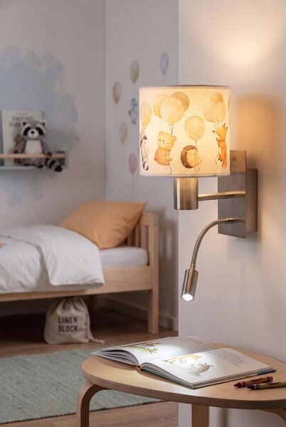 Brilagi - LED гъвкава лампа BOBO 1xE27/25W/230V + LED/3W хром/бял/с животински мотиви