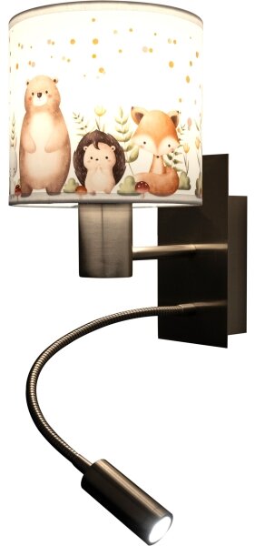 Brilagi - гъвкава LED лампа BOBO 1xE27/25W/230V + LED/3W, хром/бяло/с мотиви на животни