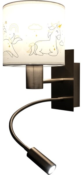 Brilagi - LED Flex. лампа BOBO 1xE27/25W/230V + LED/3W m. хром/бяла/еднорози