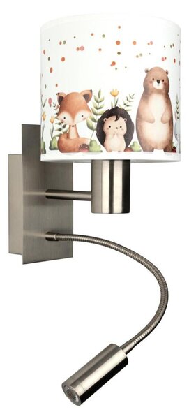 Brilagi - гъвкава LED лампа BOBO 1xE27/25W/230V + LED/3W, хром/бяло/с мотиви на животни