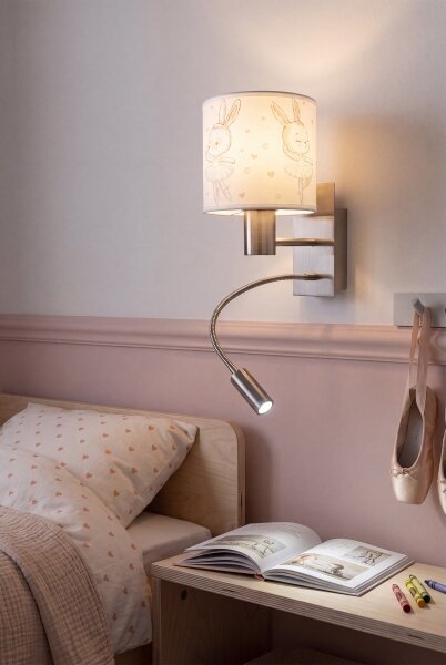 Brilagi - LED Flex. лампа BOBO 1xE27/25W/230V + LED/3W m. хром/бяла/зайчета