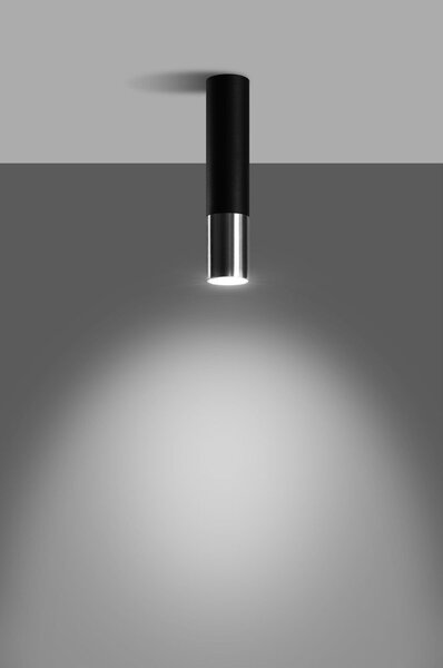 Черно/сребристo метално осветително тяло за таван ø 6 cm Longbot – Sollux