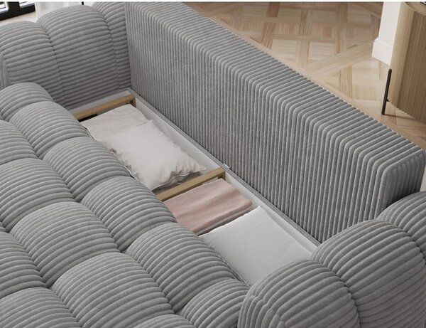 Сив разтегателен диван от рипсено кадифе 256 cm Cotonn – ELTAP