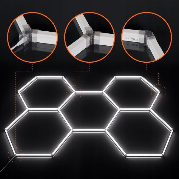 LED димируемо таванно осветително тяло HEXAGON LED/192W/85-265V 5000K CRI 90 IP54 бяло