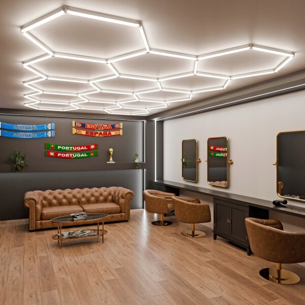 LED димируем плафон HEXAGON LED/570W/85-265V 5000K CRI 90 IP54 бял