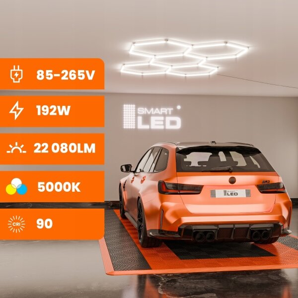 LED димируемо таванно осветително тяло HEXAGON LED/192W/85-265V 5000K CRI 90 IP54 бяло
