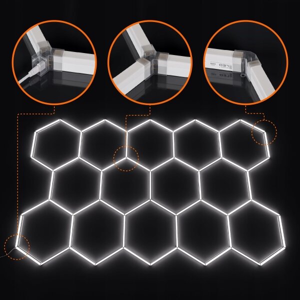 LED димируем плафон HEXAGON LED/570W/85-265V 5000K CRI 90 IP54 бял