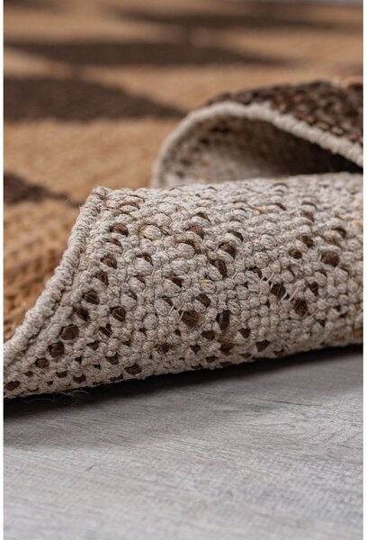 Кафява/естествена ръчно изработена пътека със смес от юта 80x230 cm Effie Diamond – Flair Rugs