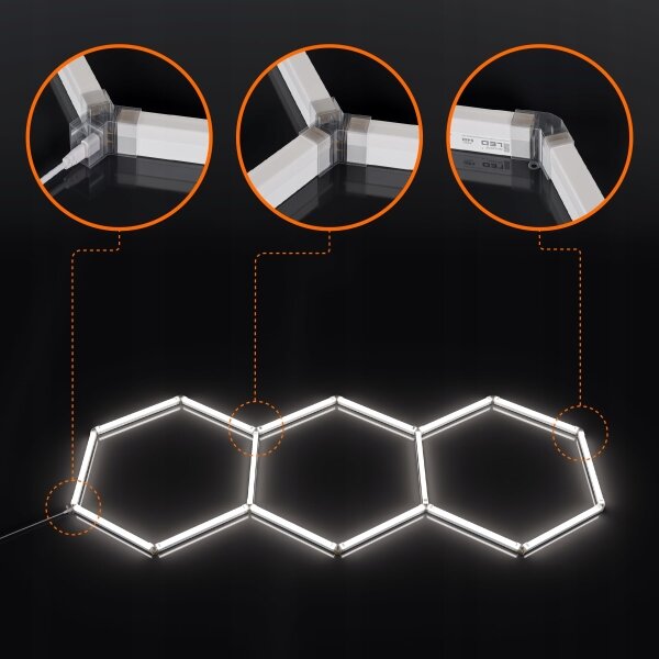 LED таванно осветително тяло HEXAGON LED/128W/85-265V 6000K 248x97 cm CRI 90 IP54 бяло