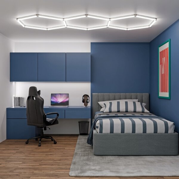 LED таванно осветително тяло HEXAGON LED/128W/85-265V 6000K 248x97 cm CRI 90 IP54 бяло