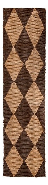 Кафява/естествена ръчно изработена пътека със смес от юта 80x230 cm Effie Diamond – Flair Rugs