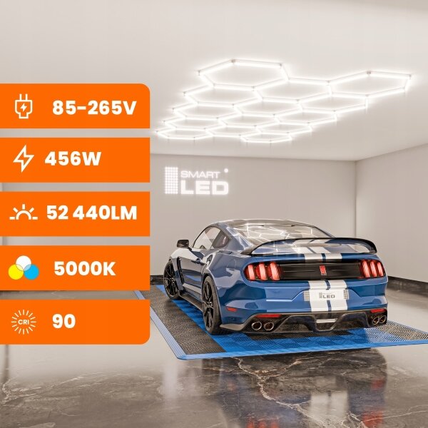 LED димируемо таванно осветително тяло HEXAGON LED/456W/85-265V 5000K CRI 90 IP54 бяло